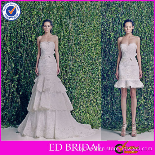 NC303 2015 Designer New Sheath Body Lace Wedding Dresses Removable Skirt